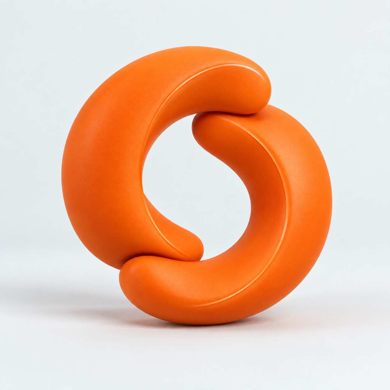 Sculptural orange loop, a symbol of connection and shared progress